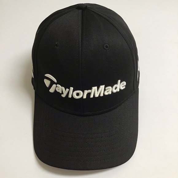 TaylorMade Golf Hat White Black M1 TP5 Hook Loop Strap Back Tour Cap Embroidery - Picture 2 of 11